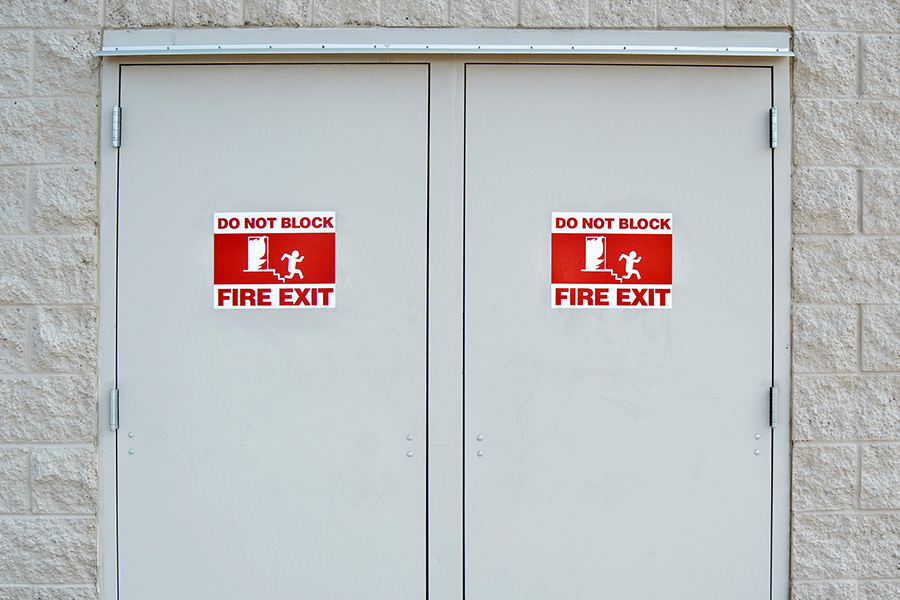 Fire Exit Doors with International Emergency Pictogram Symbol